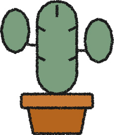 サボテン イラスト セージグリーン クレヨン風 観葉植物・インテリア 無料