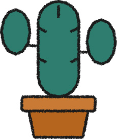 サボテン イラスト ティール クレヨン風 観葉植物・インテリア 無料