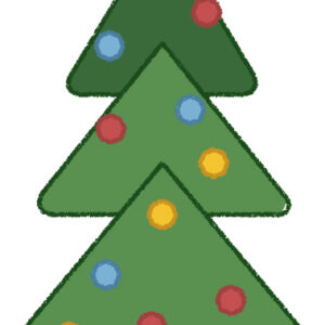 クリスマスツリー イラスト 緑 冬 シンプル クレヨン風 かわいい おたより 資料 無料