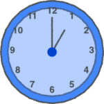 時計 イラスト クレヨン風 1時 ブルー 無料