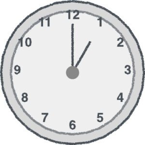時計 イラスト クレヨン風 1時 グレー 無料