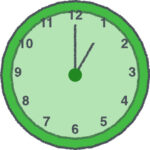 時計 イラスト クレヨン風 1時 グリーン 無料