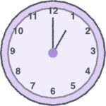 時計 イラスト クレヨン風 1時 ラベンダー 無料