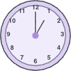 時計 イラスト クレヨン風 1時 ラベンダー 無料