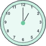 時計 イラスト クレヨン風 1時 ミント 無料