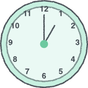 時計 イラスト クレヨン風 1時 ミント 無料