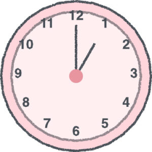 時計 イラスト クレヨン風 1時 ピンク 無料