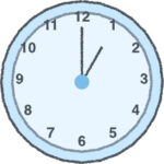 時計 イラスト クレヨン風 1時 スカイブルー 無料