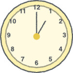 時計 イラスト クレヨン風 1時 イエロー 無料