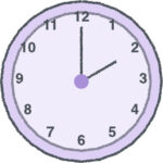 時計 イラスト クレヨン風 2時 ラベンダー 無料
