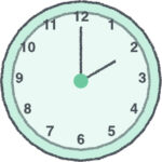 時計 イラスト クレヨン風 2時 ミント 無料