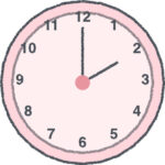 時計 イラスト クレヨン風 2時 ピンク 無料