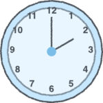 時計 イラスト クレヨン風 2時 スカイブルー 無料