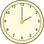 時計 イラスト クレヨン風 2時 イエロー 無料