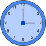 時計 イラスト クレヨン風 3時 ブルー 無料
