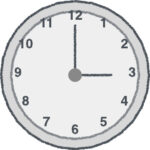 時計 イラスト クレヨン風 3時 グレー 無料