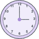 時計 イラスト クレヨン風 3時 ラベンダー 無料