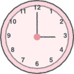 時計 イラスト クレヨン風 3時 ピンク 無料