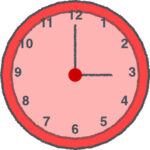 時計 イラスト クレヨン風 3時 レッド 無料