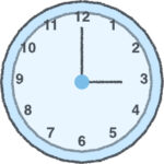 時計 イラスト クレヨン風 3時 スカイブルー 無料