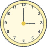 時計 イラスト クレヨン風 3時 イエロー 無料