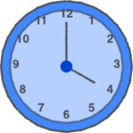 時計 イラスト クレヨン風 4時 ブルー 無料