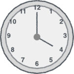 時計 イラスト クレヨン風 4時 グレー 無料