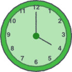 時計 イラスト クレヨン風 4時 グリーン 無料
