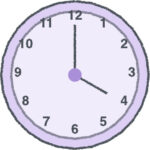 時計 イラスト クレヨン風 4時 ラベンダー 無料