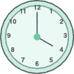 時計 イラスト クレヨン風 4時 ミント 無料