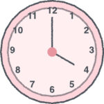 時計 イラスト クレヨン風 4時 ピンク 無料