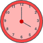 時計 イラスト クレヨン風 4時 レッド 無料