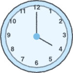 時計 イラスト クレヨン風 4時 スカイブルー 無料