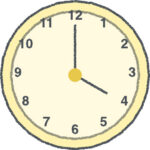 時計 イラスト クレヨン風 4時 イエロー 無料