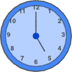 時計 イラスト クレヨン風 5時 ブルー 無料