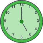 時計 イラスト クレヨン風 5時 グリーン 無料