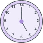 時計 イラスト クレヨン風 5時 ラベンダー 無料