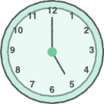 時計 イラスト クレヨン風 5時 ミント 無料
