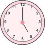 時計 イラスト クレヨン風 5時 ピンク 無料