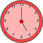 時計 イラスト クレヨン風 5時 レッド 無料