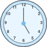 時計 イラスト クレヨン風 5時 スカイブルー 無料