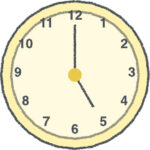 時計 イラスト クレヨン風 5時 イエロー 無料
