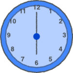 時計 イラスト クレヨン風 6時 ブルー 無料