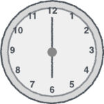 時計 イラスト クレヨン風 6時 グレー 無料