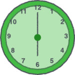 時計 イラスト クレヨン風 6時 グリーン 無料