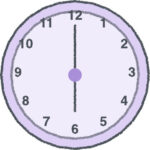 時計 イラスト クレヨン風 6時 ラベンダー 無料