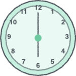 時計 イラスト クレヨン風 6時 ミント 無料