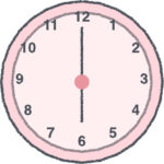 時計 イラスト クレヨン風 6時 ピンク 無料