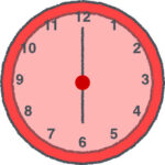 時計 イラスト クレヨン風 6時 レッド 無料