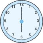 時計 イラスト クレヨン風 6時 スカイブルー 無料